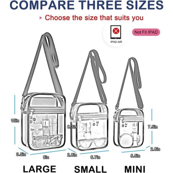 Clear Purse Stadium Transparent Messenger Bag Stadium Approved - Picture 3 of 8